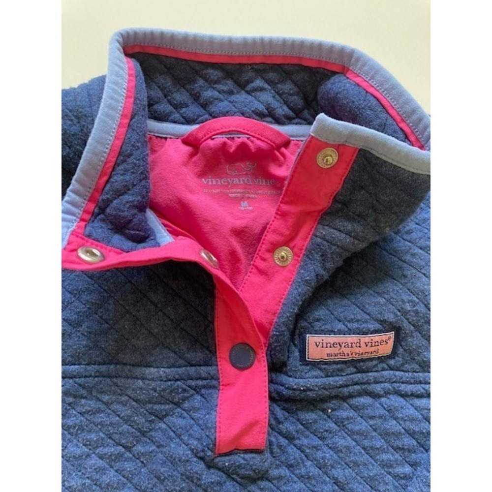 Vinyard Vines Quilted Quarter Snap Kids M 10 to 12 Blue 14 .5 x 18